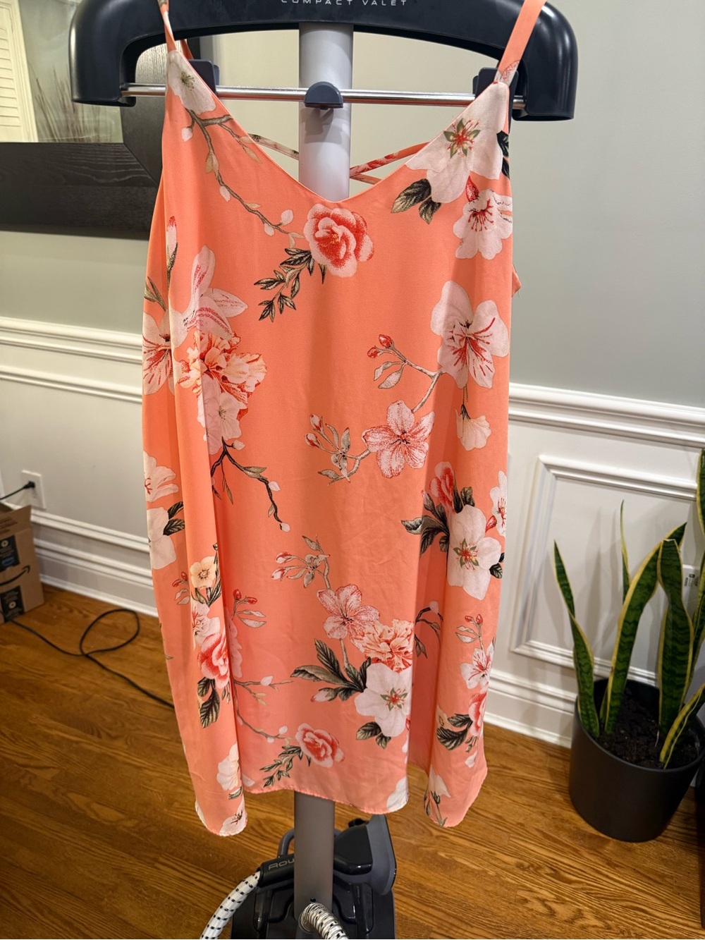 Lily Morgan Coral Peach Floral Cami Slip Dress L